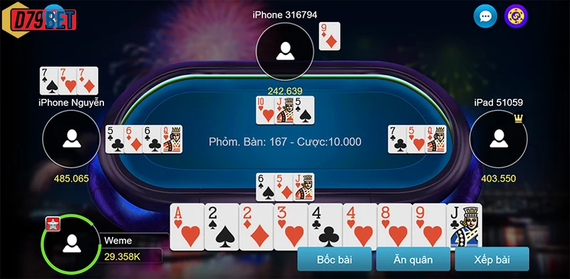 Trải nghiệm người chơi hào hứng với Game Phỏm Online D79bet.